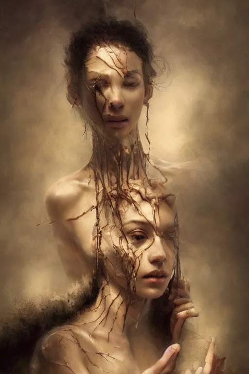 Prompt: breathtaking detailed soft painting of us worthy of tortures, gathering a superhuman promise to our body and soul, a promise of demence science, violence ancd elegance, rembrandt style, elegant, highly detailed, artstation, concept art, matte, sharp focus, art by tom bagshaw, and greg rutkowski