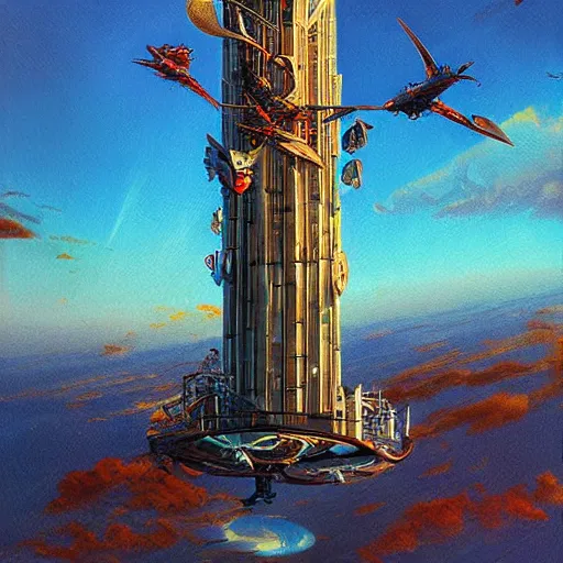 Prompt: soaring tower, art by Dmitry Dubinsky