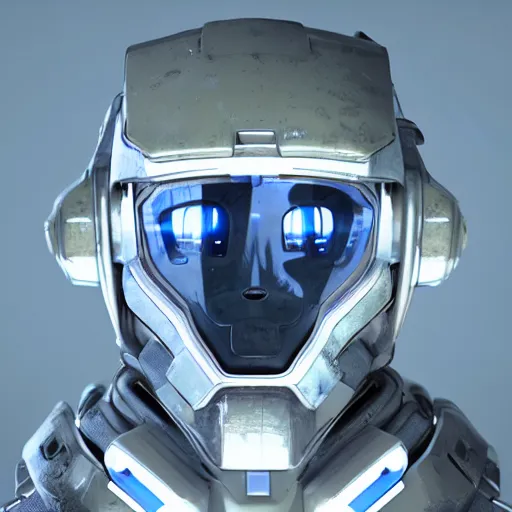 Image similar to sci-fi, helmet design, halo, duke-nuken, science-fiction, robot head, octane-render, cgi, blender, cinema-4d, maya, cgi, redshift