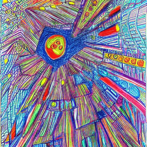 Image similar to abstract drawing outsider art style ballpoint pen