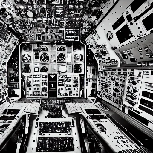 Image similar to inside of an aircraft controller tower, black and white, ultra detailed, high contrast, 4 k, comic book art style