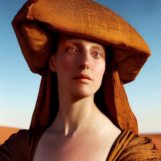 Image similar to photographic portrait of a stunningly beautiful middle ages renaissance female in strong sunlight in the atacama desert, contemporary fashion shoot, by edward robert hughes, annie leibovitz and steve mccurry, david lazar, jimmy nelsson, breathtaking, 8 k resolution, extremely detailed, beautiful, establishing shot, artistic, hyperrealistic, beautiful face, octane render