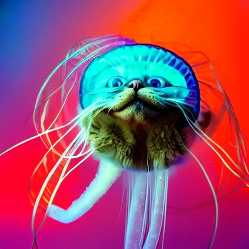 Image similar to a jellyfish - cat - hybrid, animal photography