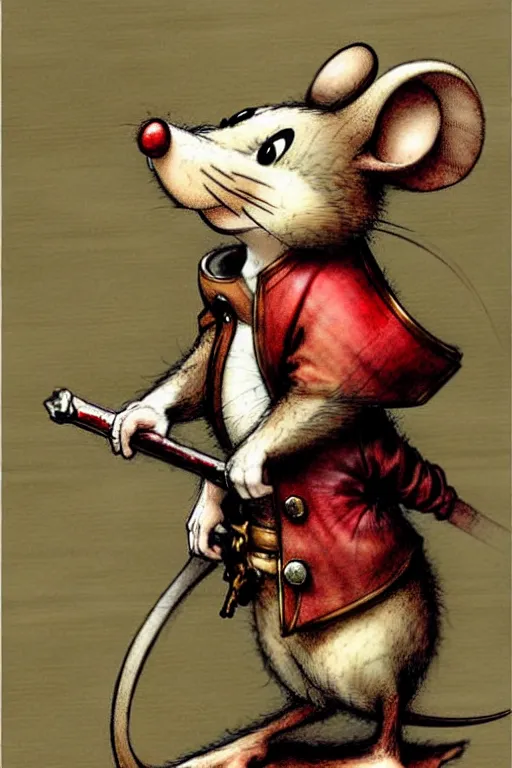 Image similar to adventurer ( ( ( ( ( anthropomorphic fantasy mouse king. muted colors. ) ) ) ) ) by jean baptiste monge!!!!!!!!!!!!!!!!!!!!!!!!! chrome red