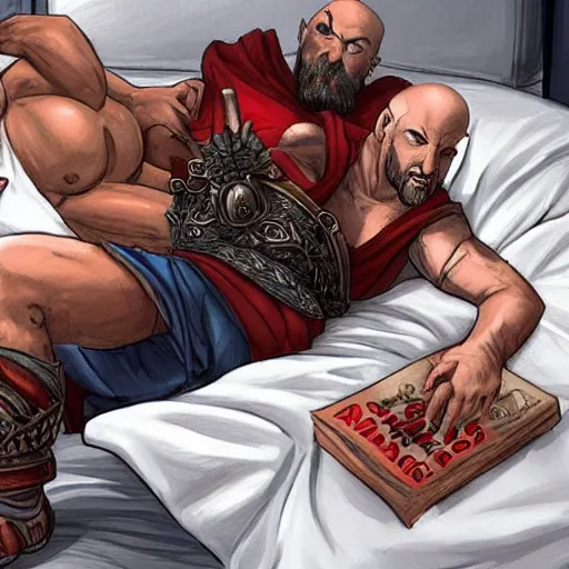 Image similar to kratos in bed with trump