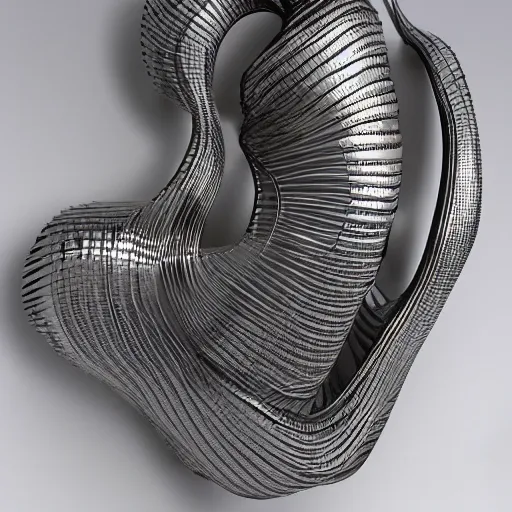 Image similar to 3 d liquid forms in metal abstract sculpture