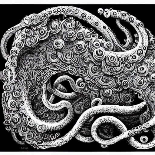 Image similar to Tentacle monster, drawn by Joe Fenton