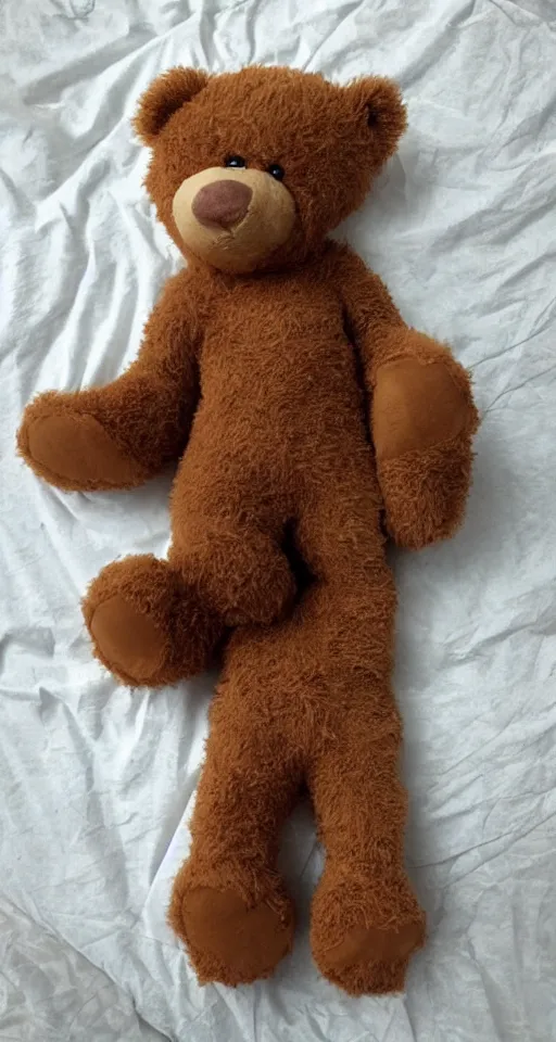 Image similar to a teddy bear with very very long legs