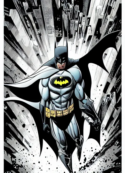 Prompt: batman comic illustration. Ben day dots