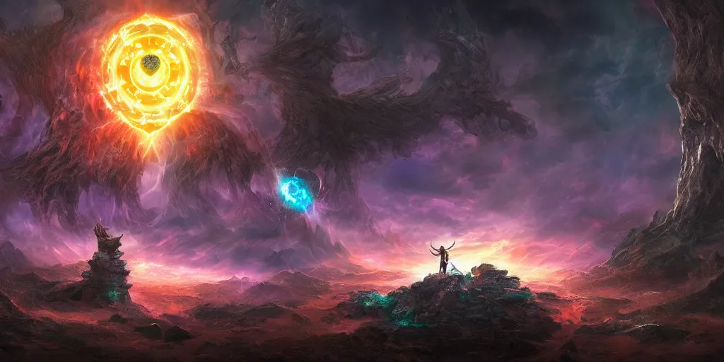 Image similar to cosmic guardian protecting an ancient portal, fantasy apocalypse, digital art, 4 k