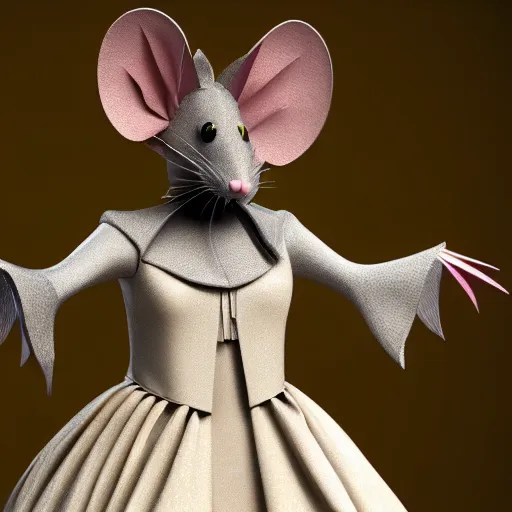 Prompt: a dress inspired by a rat, costume design, sharp focus, very detailed, 4 k, centered