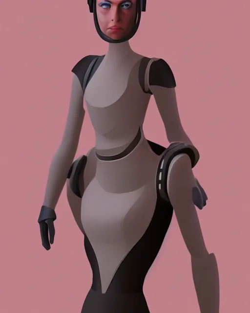 Image similar to a futuristic woman in the style of Ralph McQuarrie