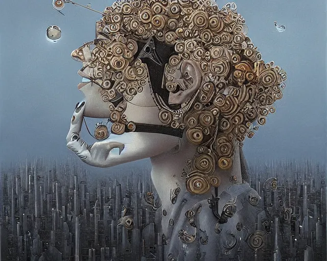 Image similar to the trevails of man, an ultrafine detailed painting by rafal olbinski, behance contest winner, pop surrealism, detailed painting, very detailed, minimalist, skeuomorphic, airbrush art