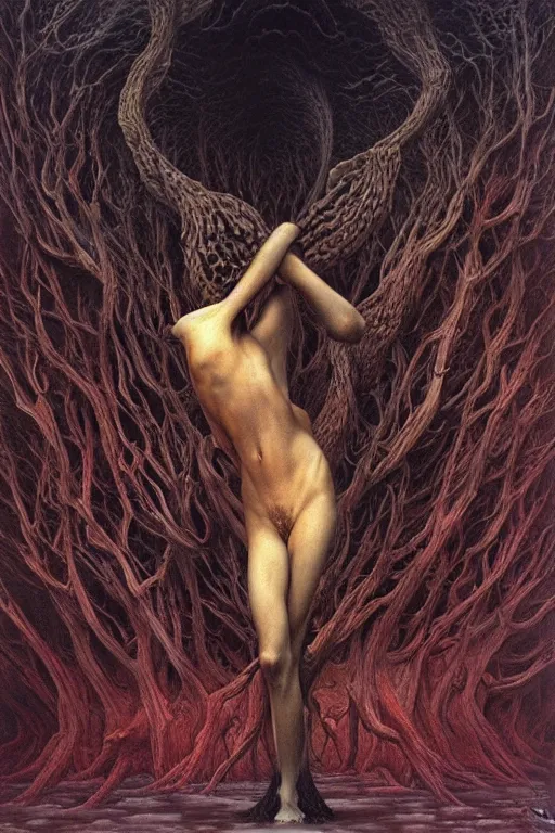 Image similar to an amazing masterpiece of art by gerald brom, Zdzisław Beksiński, ecstasy