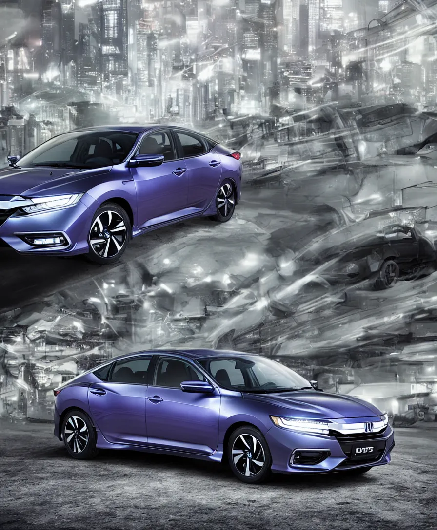 Prompt: honda insight tron future vapor wave cyber punk product shot photoshoot