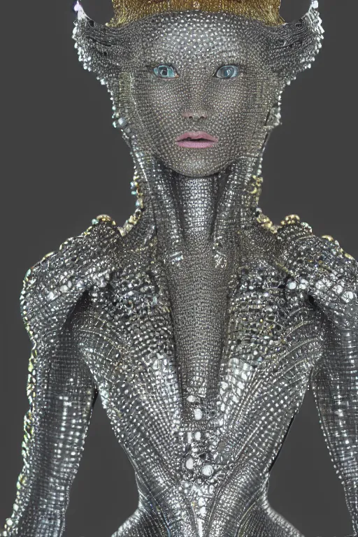 Image similar to a highly detailed metahuman 4 k close up render of an alien goddess bella hadid as milky way in iris van herpen dress schiaparelli in diamonds crystals swarovski and jewelry in style of alphonse mucha gustav klimt trending on artstation made in unreal engine 4
