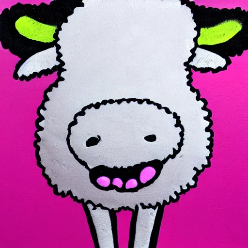 Prompt: a pink sheep with alligator face