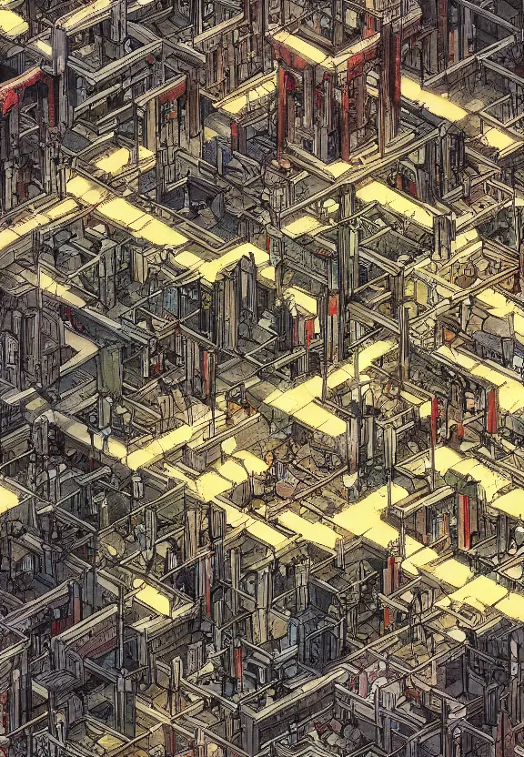 Image similar to [Underground city with checkered!! flags, brutalism! and little mushrooms. Propaganda!!! poster!!!!!, elegant, highly detailed, digital painting, artstation, concept art, matte, sharp focus, illustration, art by Enki Bilal and Moebius]
