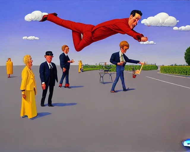 Image similar to witty, surreal, hilarious painting by Guy Billout