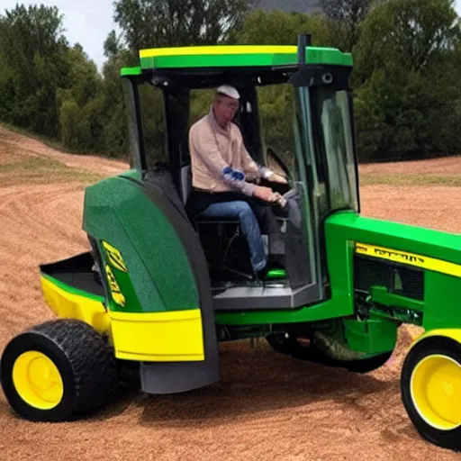 Image similar to elon musk driving a john deere