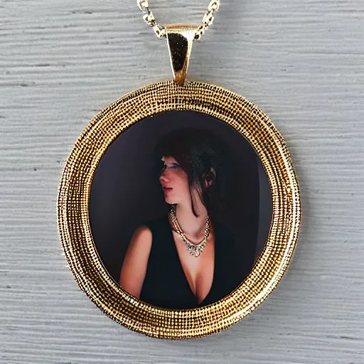 Image similar to necklace on a young beautiful woman neck, hyper realistic,