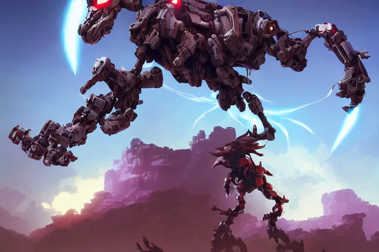 Image similar to strider machine mecha animal beast robot of horizon forbidden west horizon zero dawn bioluminiscence, behance hd by jesper ejsing, by rhads, makoto shinkai and lois van baarle, ilya kuvshinov, rossdraws global illumination