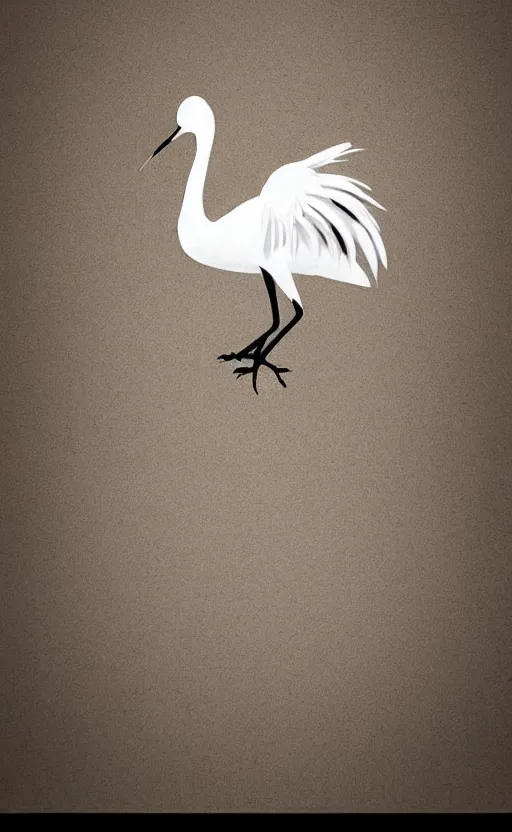 Prompt: , white crane bird, poker card style, simple, modern look, solid colors, pines symbol in the corners, vivid contrasts, for junior, logo design