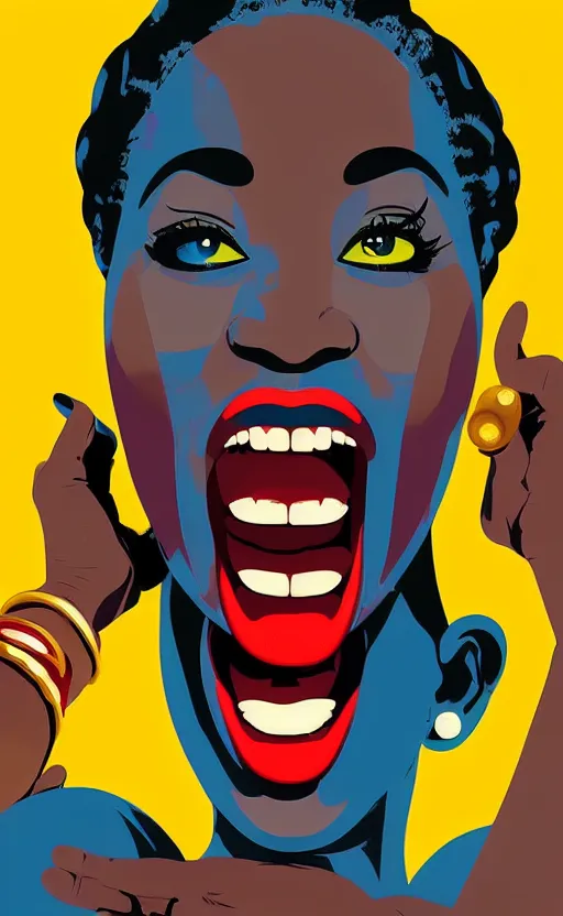 Image similar to mama africa laugh at her child!!! pop art, pixel, bioshock, gta chinatown, artgerm, richard hamilton, mimmo rottela, julian opie, aya takano, ultra realistic visual!!!