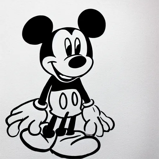 Image similar to drawing of mickey mouse in gloomy style, fear