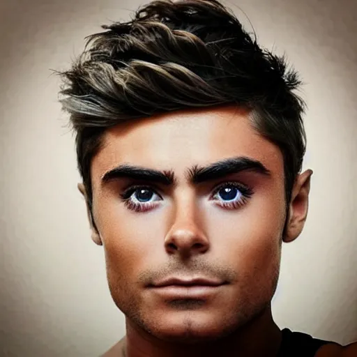 Image similar to “a realistic detailed photo of a guy who is an attractive humanoid who is half robot and half humanoid, who is a male android, Zac Efron, shiny skin, posing like a statue, blank stare”