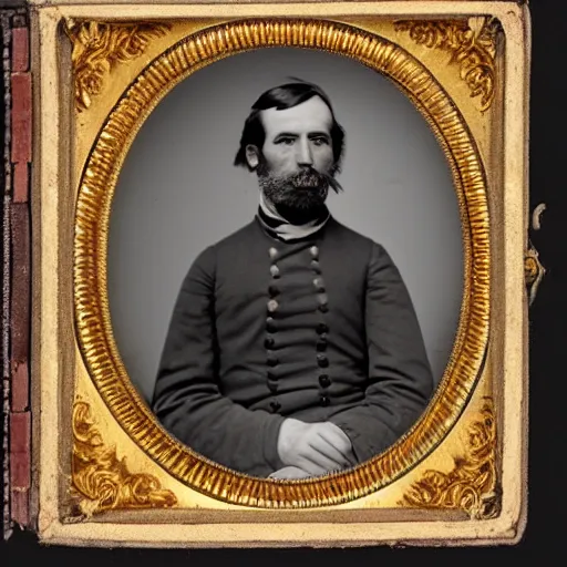 Prompt: portrait of a hamster!!!!!!!!!!! in confederate army outfit, mathew brady photo