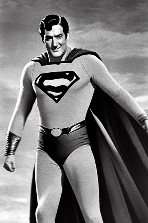 Image similar to rock hudson playing superman in 1 9 7 8, superhero movie