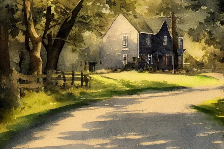 Image similar to country road store goose watercolor trending on artstation