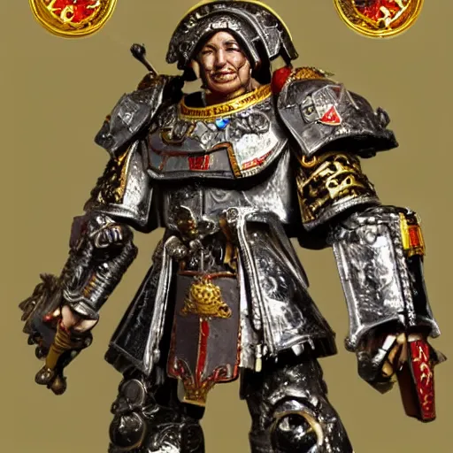 Image similar to God Emperor BongBong Marcos, Warhammer 4K armor,