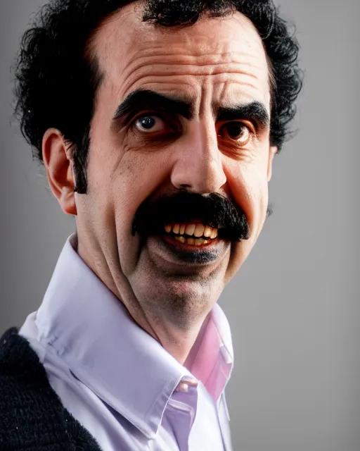 Image similar to A photo of Borat , highly detailed, trending on artstation, bokeh, 90mm, f/1.4