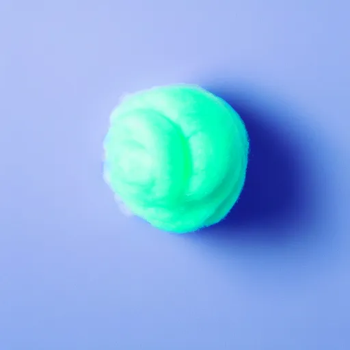 Prompt: mk 2 grenade!!! made of cotton candy, centered, product shot, bright, airy, iridescent lighting, gradient background