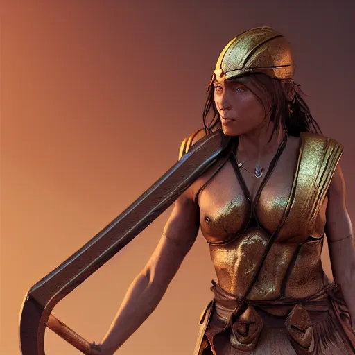 Prompt: an spartan woman holding a spear, artstation, CGsociety, octane render, artstationHQ, detailed, unreal engine