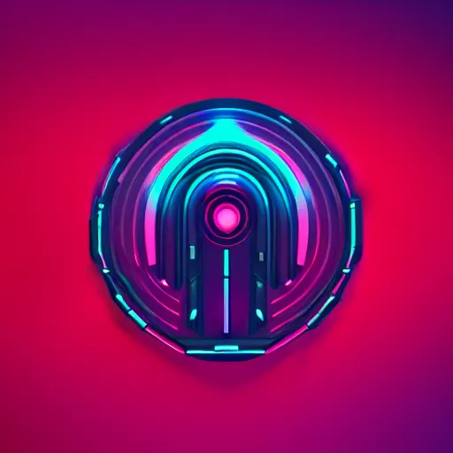 Image similar to scifi logo for a synthwave music producer, digital 3 d, black background, trending on artstation