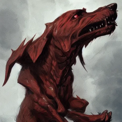 Prompt: demon dog cerberus, painted by greg rutkowski