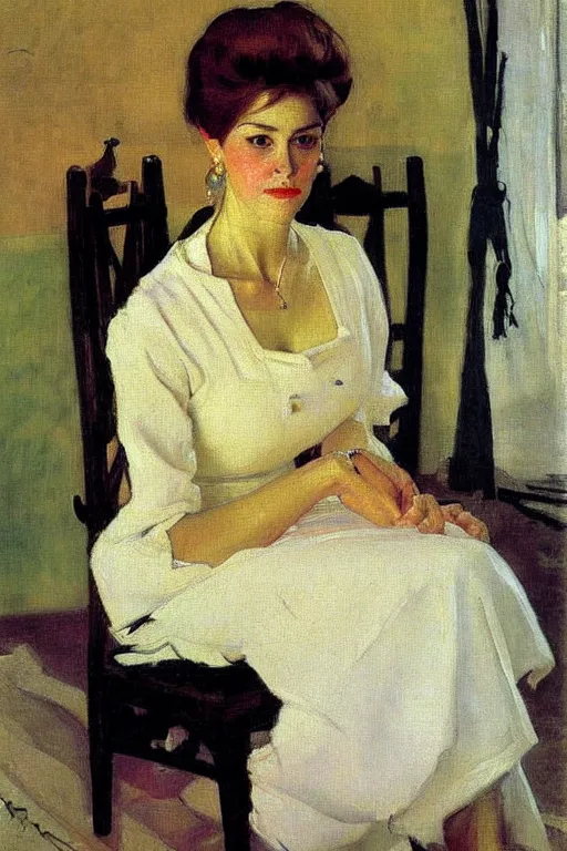 Image similar to lady, painting by serov