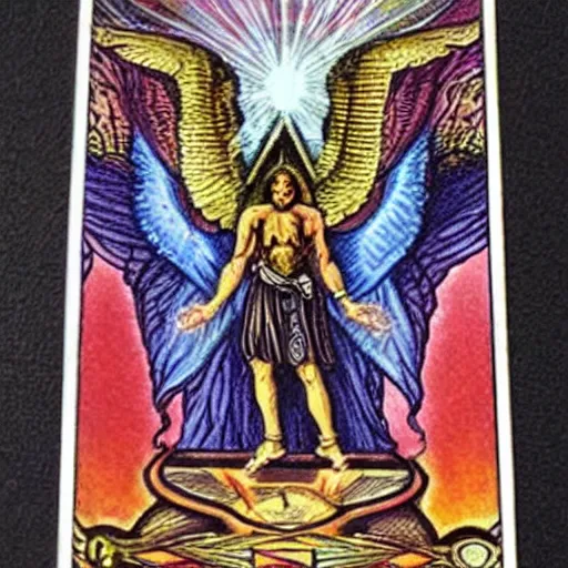 Image similar to occult ancient asymmetric tarot sacred geometry demon angel