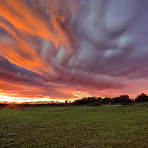 Image similar to sunset clouds that look like a screaming chucky doll