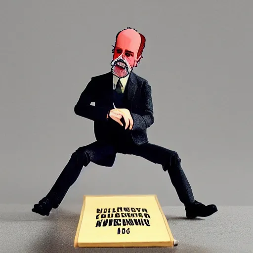 Image similar to nils bohr cosplay werner heisenberg, stop motion vinyl action figure, plastic, toy, butcher billy style