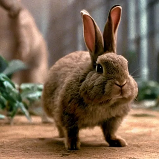 Prompt: a rabbit in the movie jurassic park