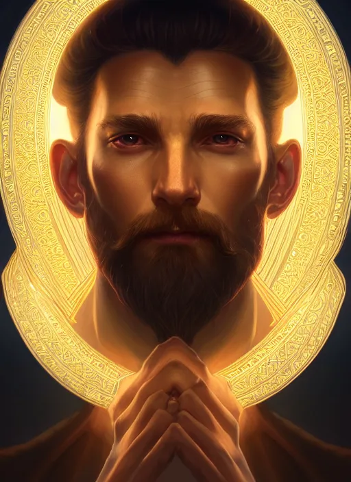 Prompt: symmetry!! portrait of male wizard, high fantasy, golden ratio, glowing lights!! intricate, elegant, highly detailed, digital painting, artstation, concept art, smooth, sharp focus, illustration, art by artgerm and greg rutkowski and alphonse mucha, 4 k