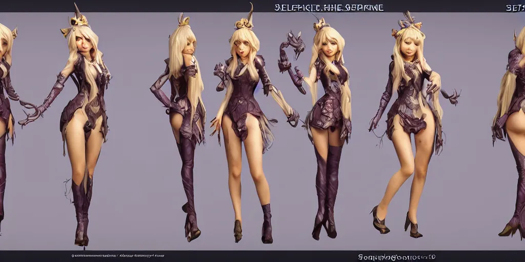 Image similar to Character sheet of gorgeous seraphine (League of Legends). 3d render, octane render, game art, realistic, highly detailed, trending on artstation, 4k, trending on artstation, pixar, cgsociety, unreal engine 5, redshift render, trending on artstation, blender, behance, cg