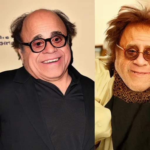 Prompt: person who looks like Danny devito and willem dafoe