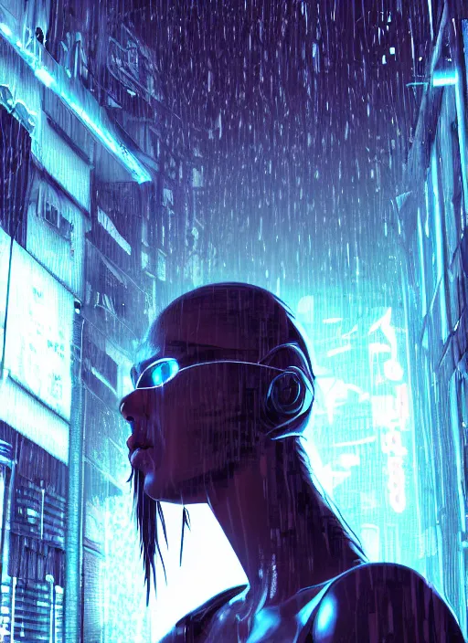 Prompt: cyberpunk woman, raining, in an alley at night back lit, by webang111 and Maciej Kuciara and Ilya Kuvshinov, trending on artstation, 8k, Intricate, Unreal Engine