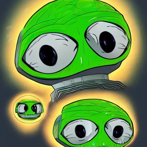 Prompt: digital futuristic happy pepe, artstation, modern, hyper detailed, programming