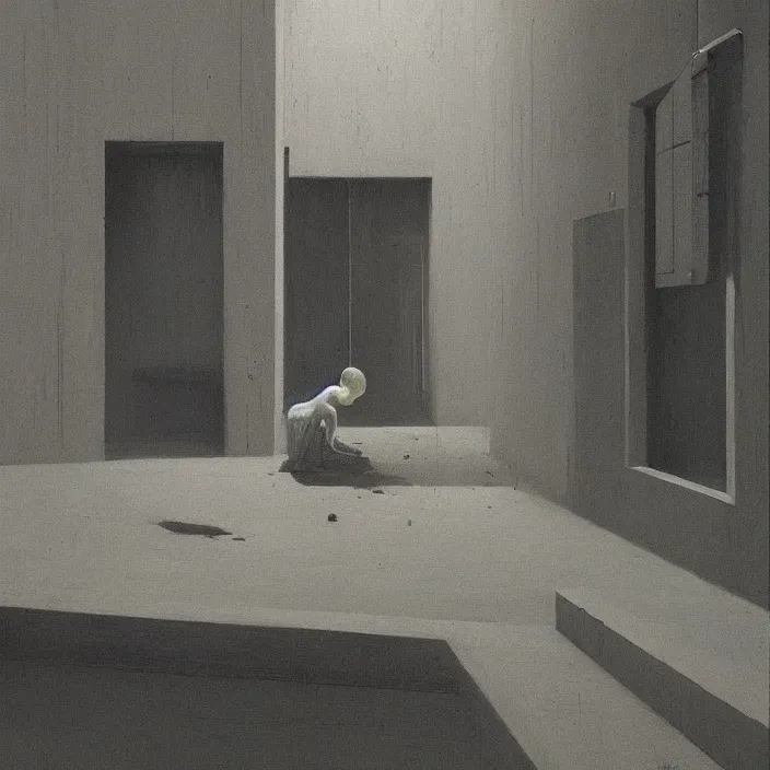 Prompt: i saw a ghost last night, science fiction, Edward Hopper and James Gilleard, Zdzislaw Beksinski, highly detailed